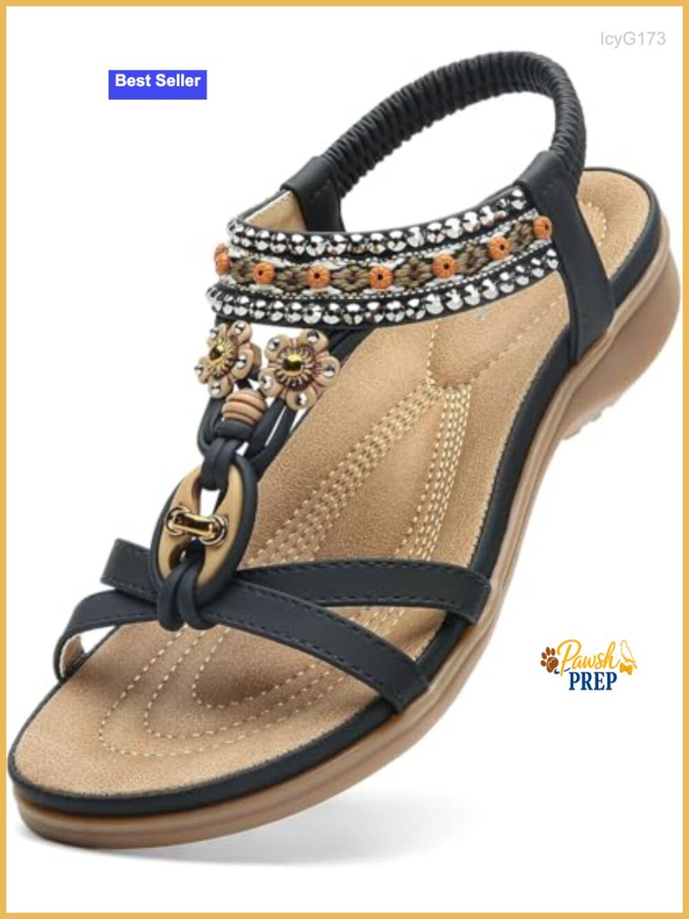 Arch Support T-Strap Bohemian Sandals with PU Leather & TPR Sole